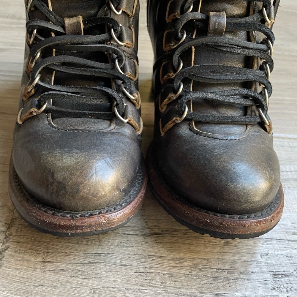 Freebird Rare Devin Boots Leather Lace Up Side Zipper Closure Black/Brown SZ 7 - Picture 5 of 16